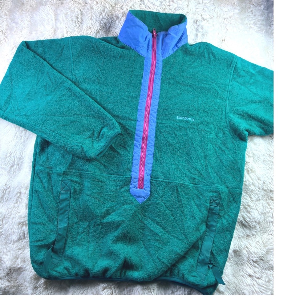 Vintage Patagonia Synchilla Fleec Pullover Teal Pink Half Zip Made in USA 12 A24